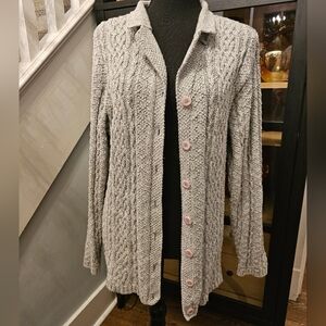 Vintage Gray Cable Knit Women's Sweater Cardigan